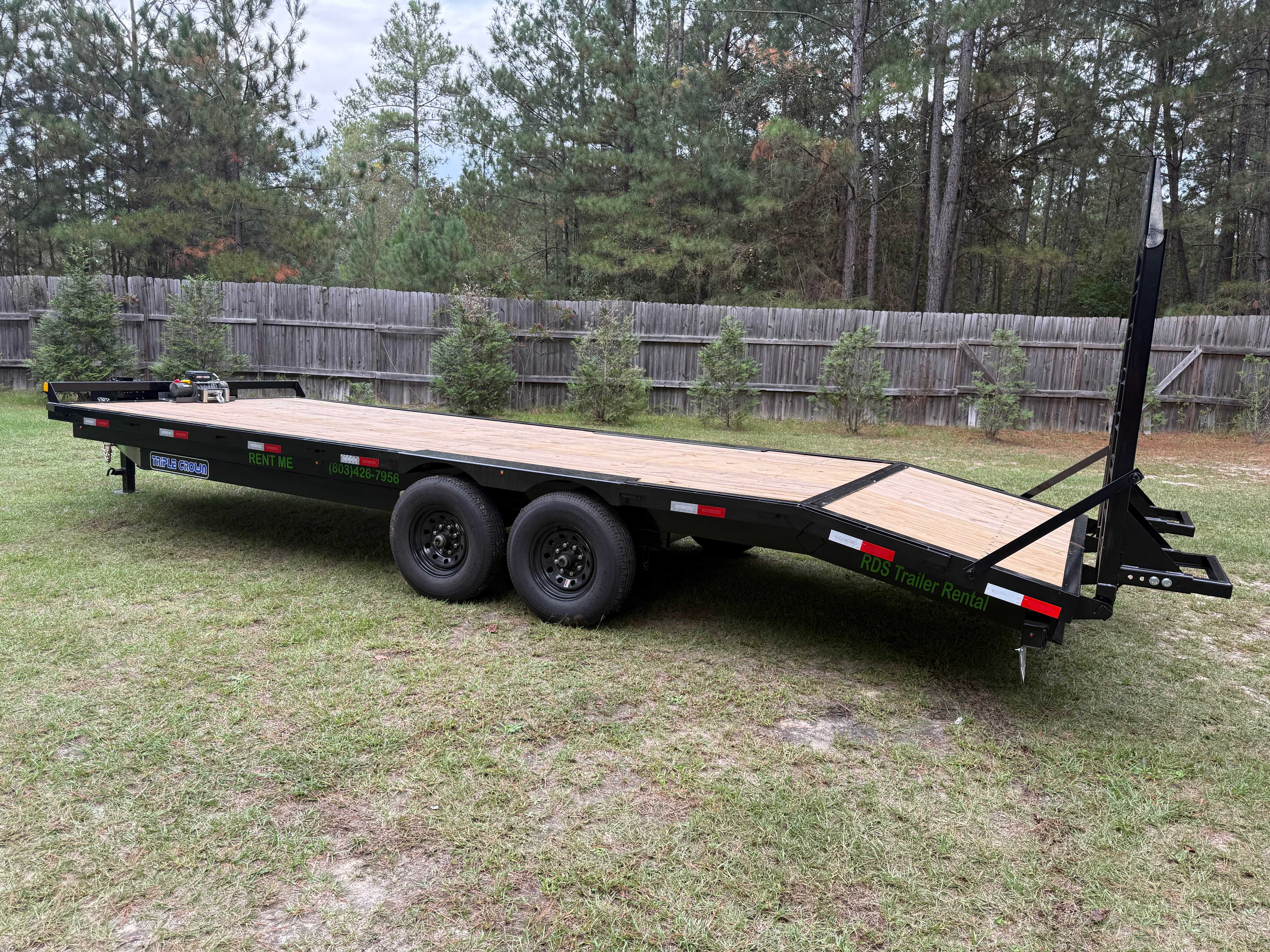 8.5x24 Deckover Equipment Trailer rental Aiken SC - Side view